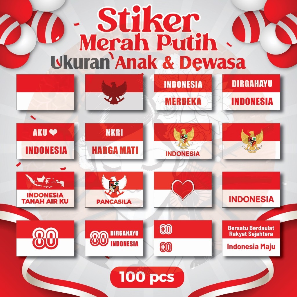 

Stiker Pipi Bendera 100 Pcs / Sticker Merah Putih / Sticker Bendera Tempel Pipi / Anak Dewasa