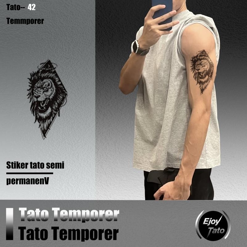 EjoyTato Temporary Tatto Kepala Singa Tato Temporer Yakuza Cowok Anti Air Dan Keringat Bisa Tahan Se