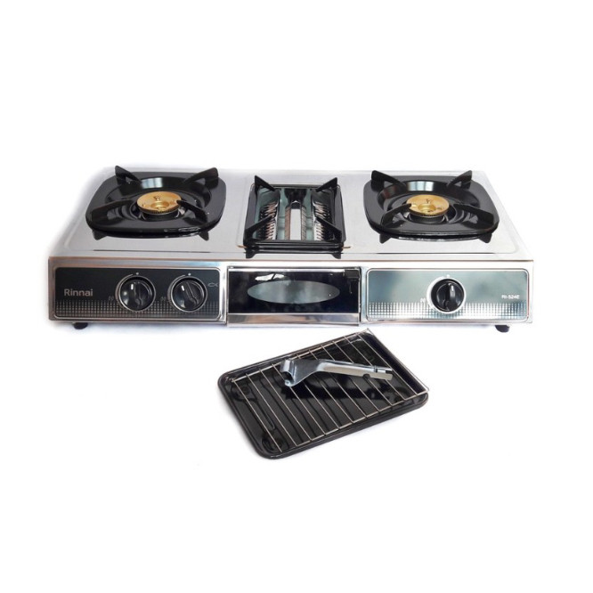 KOMPOR RINNAI 524E 2 TUNGKU + GRILL - KOMPOR GAS 2TUNGKU GRILL