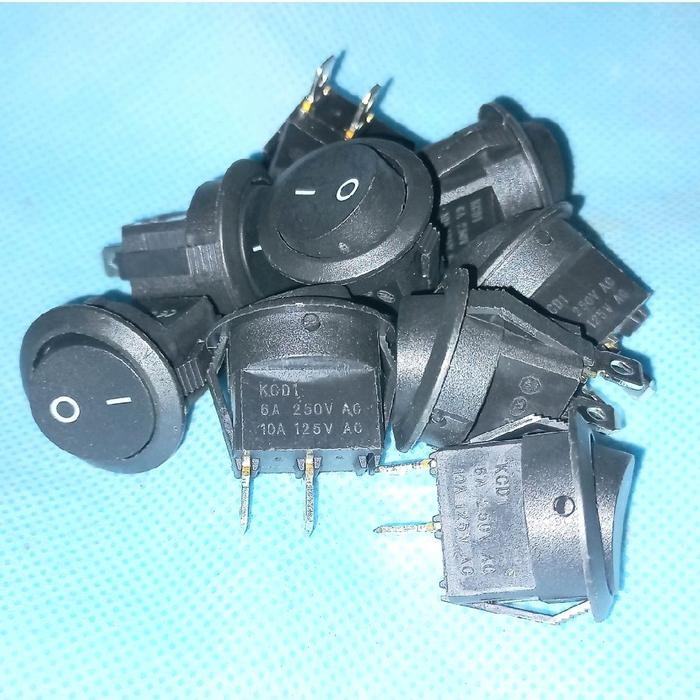 switch on off bulat diameter 22mm tanpa lampu 2 pin saklar power kaki 2p hitam sakelar swit 1