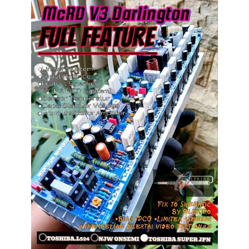 Driver Amp MCRD V3 2U Darlington FULL FITUR | inbal , Protect ,LIMITER , Sensor suhu, Front indikato