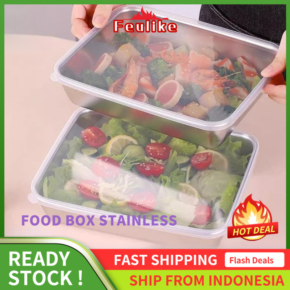 Feulike Tempat Penyimpanan Wadah Makanan Kontainer Makanan Sayuran Food Box Stainless