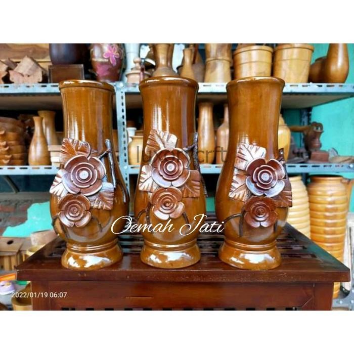 VAS BUNGA MEJA kayu Jati/vas kayu jati - VAS BUNGA, KAYU JATI LC4354