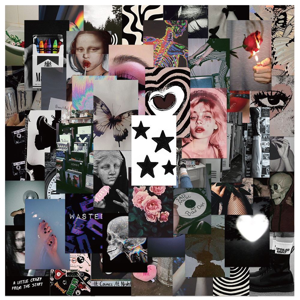 

50pcs Vinyl Laptop Decals Ins Style Aesthetic Art Stickers For Luggage Guitar Phone Diary Waterproof Graffiti Vinyl Decals