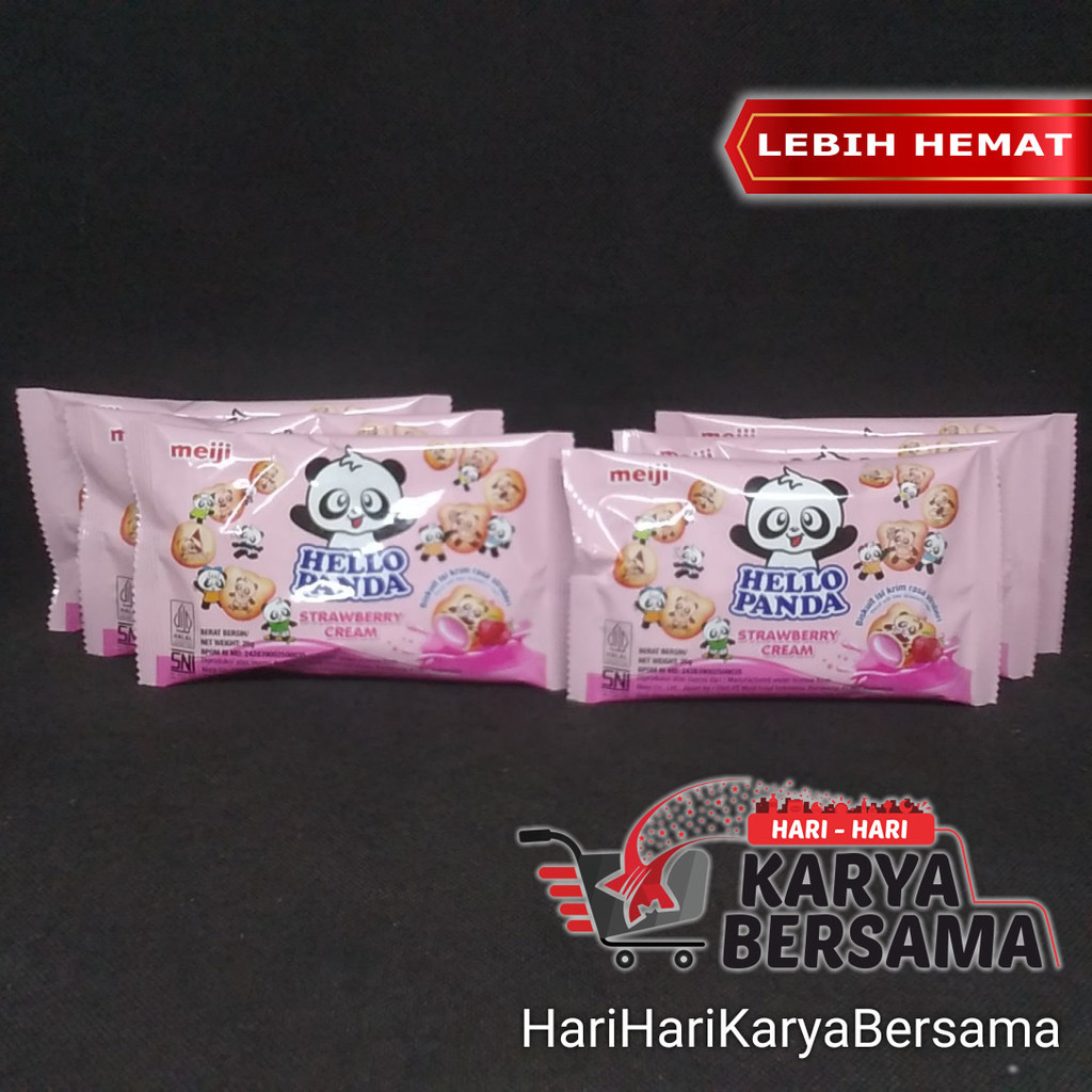 

MAKANAN RINGAN BISKUIT MEIJI HELLO PANDA STRAWBERRY CREAM PACK 6 PCS X 25GR