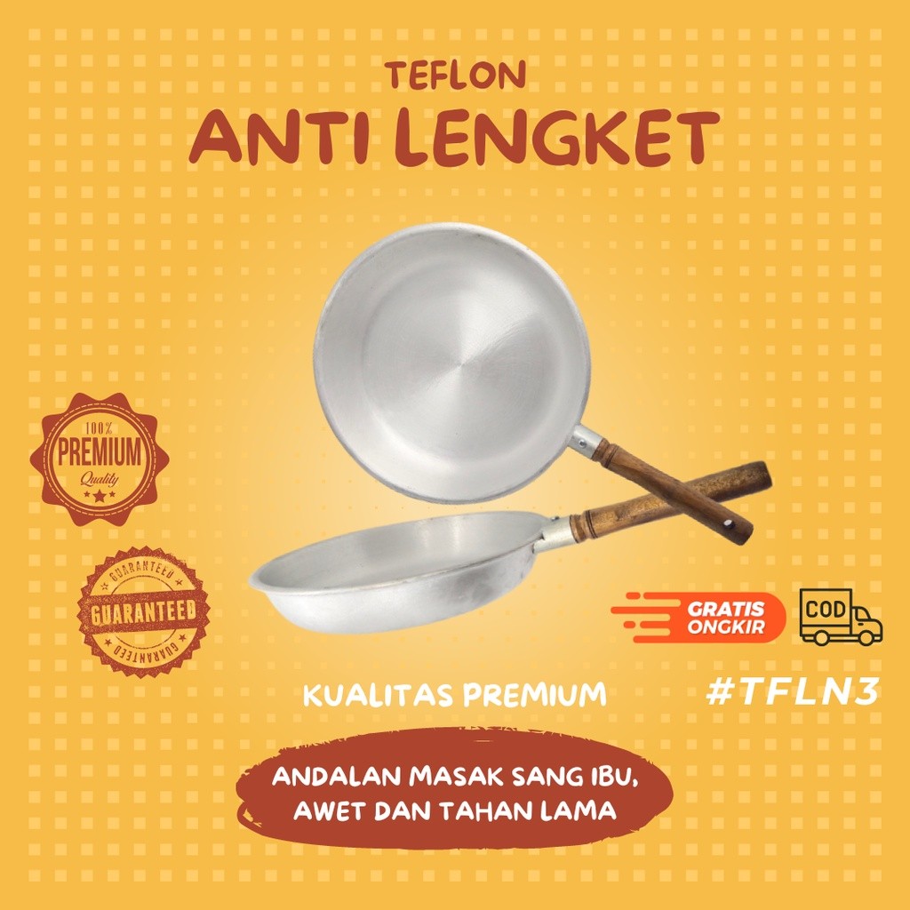 (1) TFLN3 - Produk terlaris penggorengan teflon wajan tebal alumunium anti lengket set frypan teflon