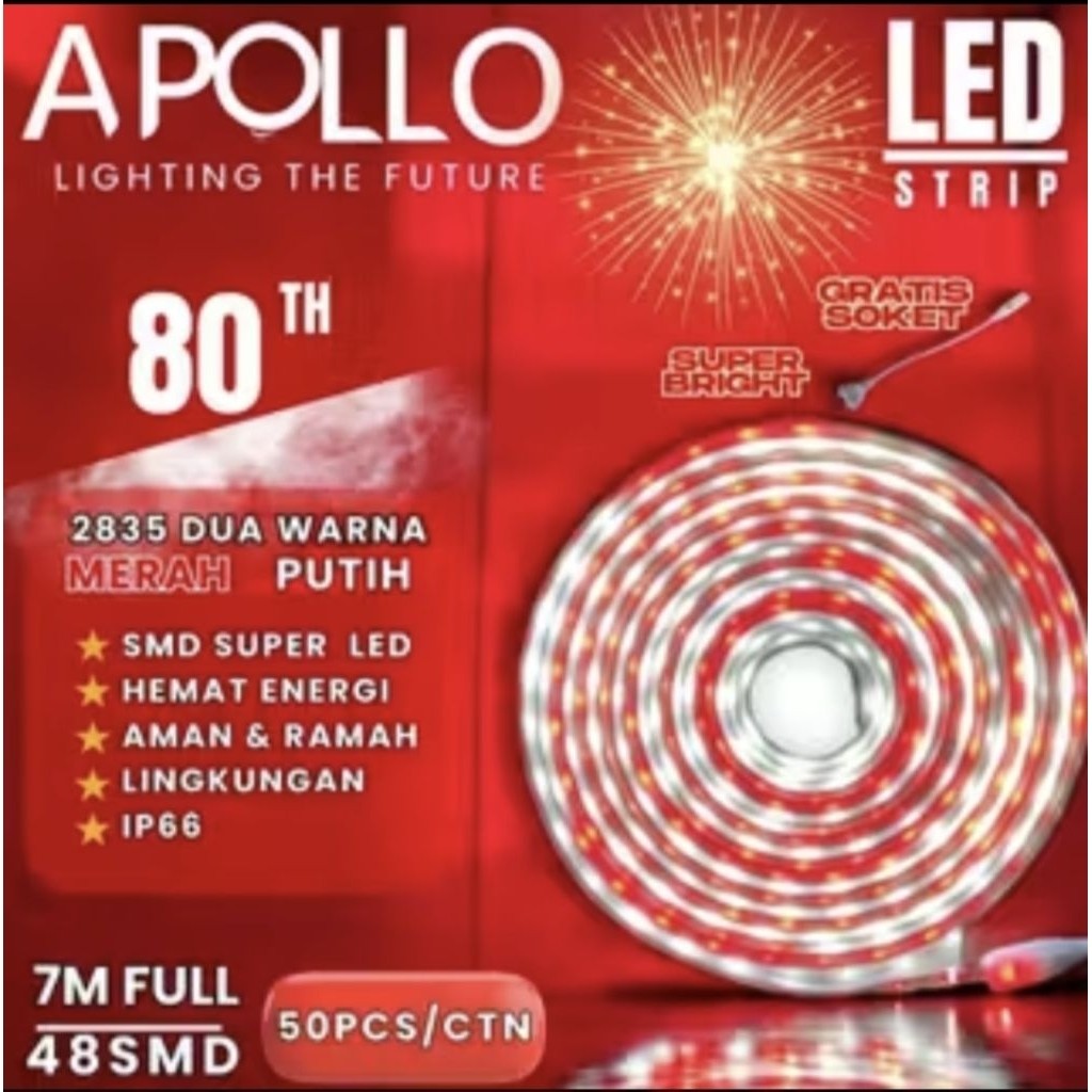 Striplight / Lampu Selang Tinggal Colok nyala Warna Warni / Merah Putih Kelap Kelip Paket 10 - 20 Me