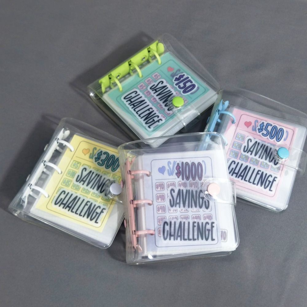

Mini Money Saving Binder PVC $150/300/500/1000 Mini Budget Binder Tear Resistant Colorful Savings Challenges Book Kids