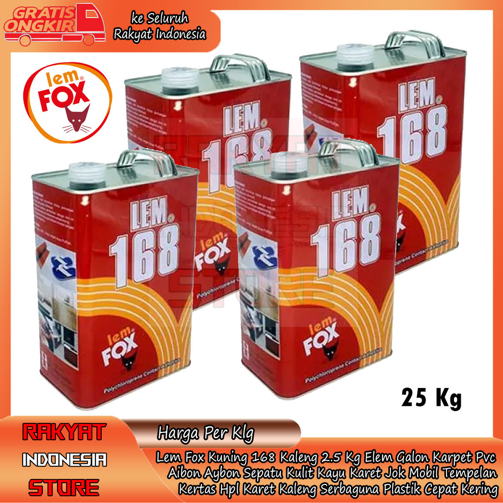 

Lem Fox Kuning 168 Kaleng 2.5 Kg Lempox Lemfox Lim Elim Multifungsi Tape Tap Elem Galon Karpet Sendal Aibon Aybon Sepatu Kulit Kayu Karet Jok Mobil Tempelan Kertas ANN Hpl Karet Kaleng Serbaguna