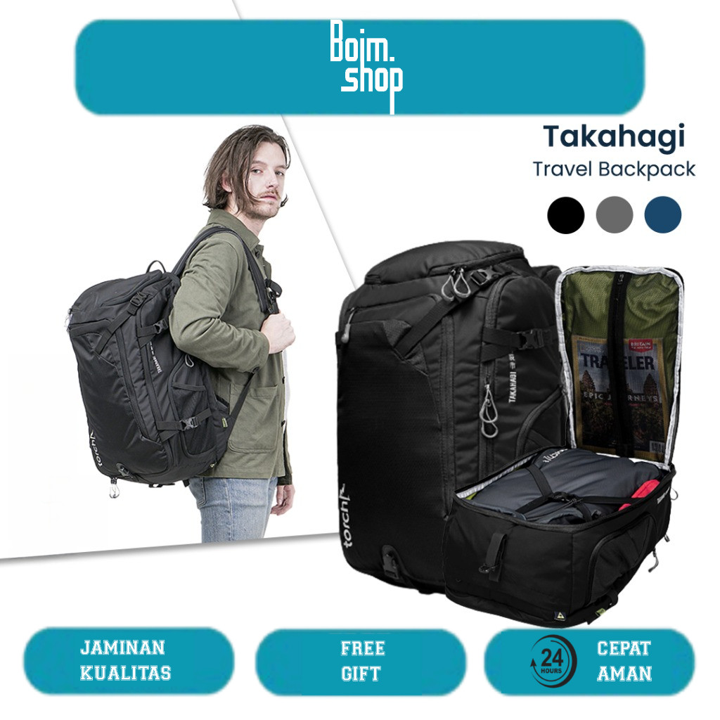 TORCH Takahagi Travelling Kerja Laptop Pria Wanita Tahan Air - Travel Tas Ransel Rain Cover