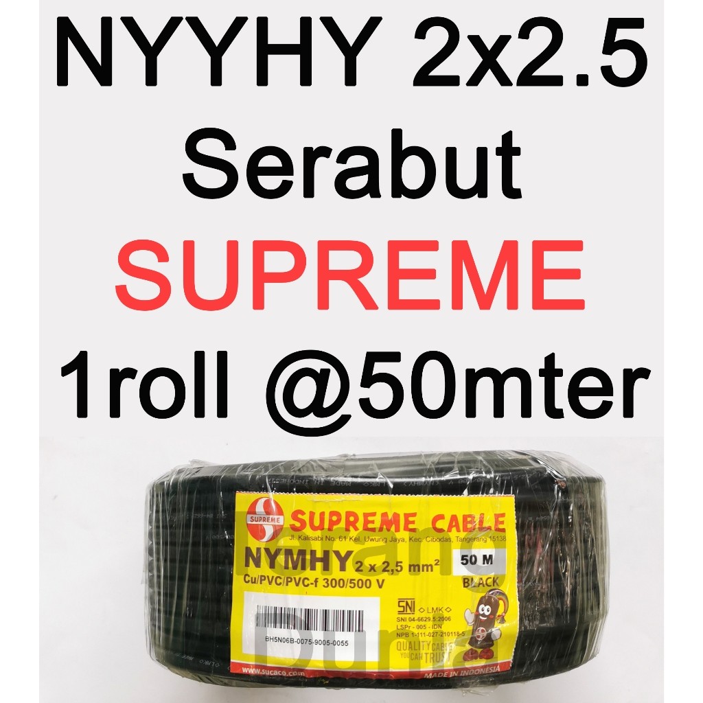 Kabel Serabut 2x2.5 Supreme 50meter Kabel nyyhy 2x2.5 Supreme 50meter Kabel Supreme NYYHY 2x2.5 Kabe