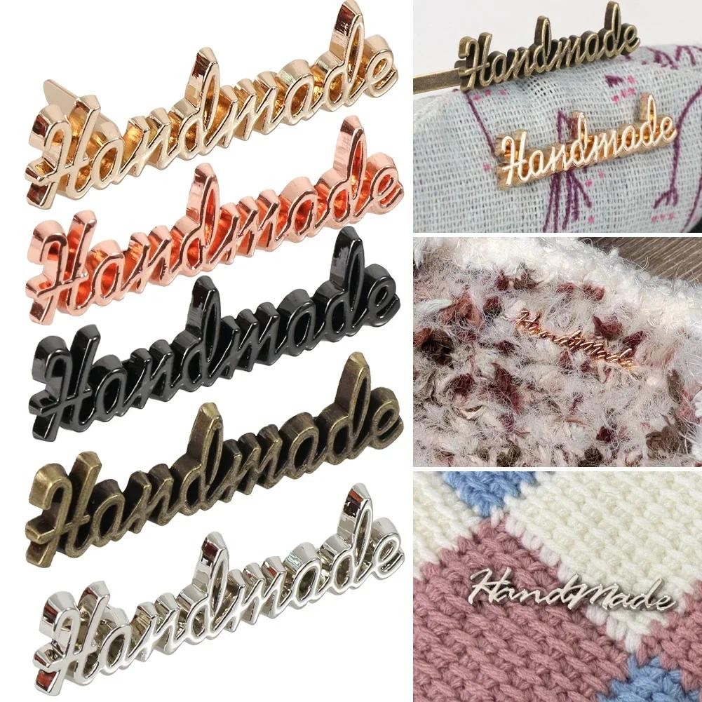 

10PCS Handmade Letter Metal Labels DIY Craft Handmade Sewing Decoration Labels Tags For Jeans Shoes Bags Hand Made Labels Tag