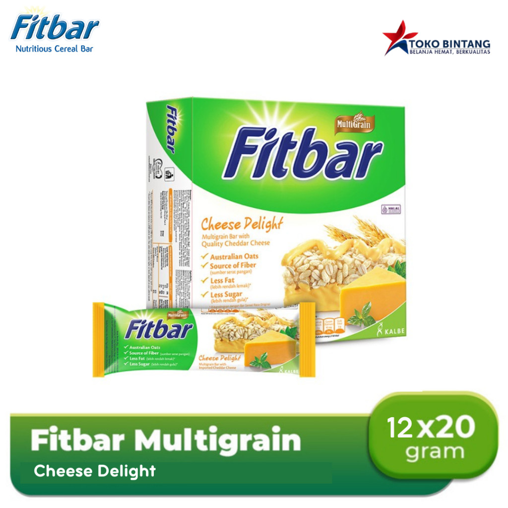 

Fitbar Multigrain 12x20gr Cheese/Coklat/Fruit/Tiramisu - Snack Sehat