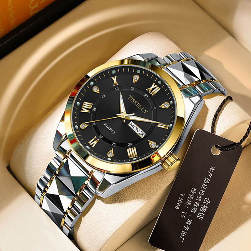 

Jam Tangan Pria Baru Swiss Merek Tahan Air Kalender Bercahaya Jam Tangan Kuarsa