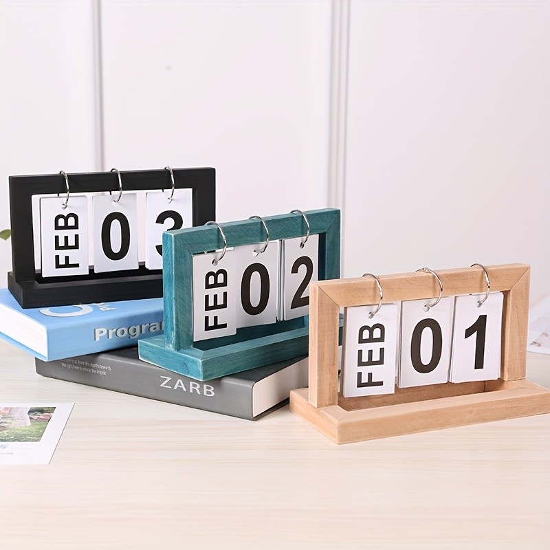 

1pc Wooden Calendar,Yearly Desk Calendar Decoration, DIY Wooden Calendar, Creative Year-Round Decoration for Home and Office