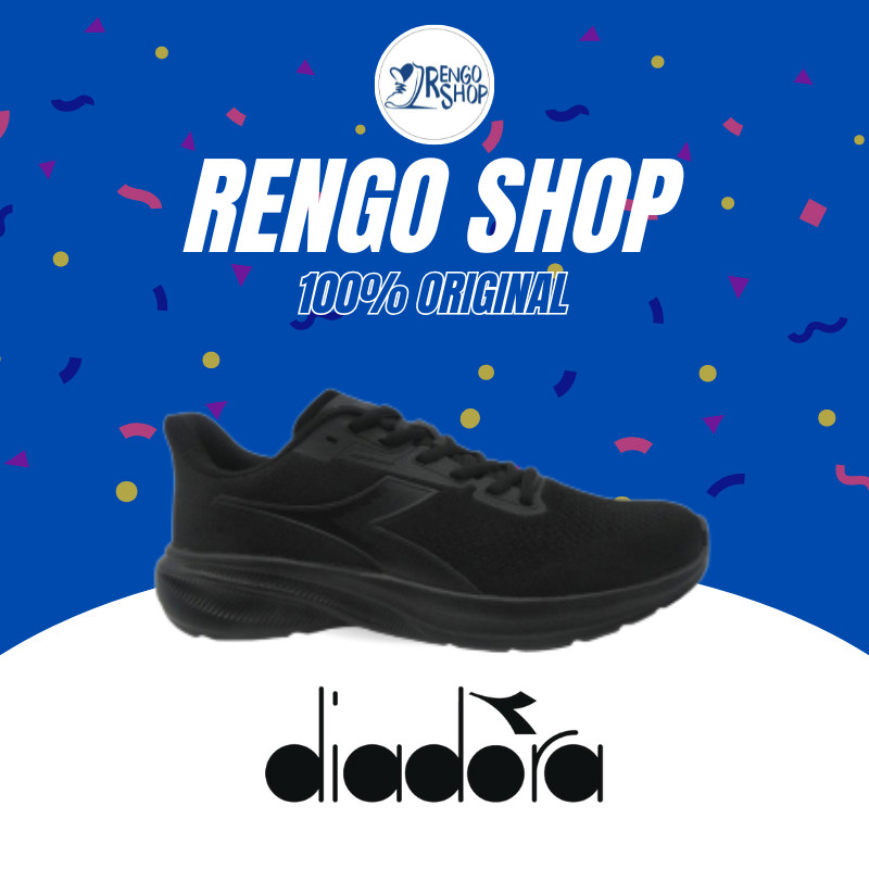 [Ori] Sepatu Tali Diadora Noja Full Black