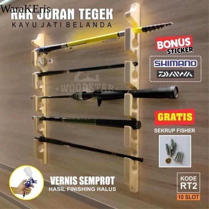 Rak Joran Tegak Kayu / Rak Joran Pancing Dinding Tegak / Rak Joran Kayu / Rak pancing / Rak Joran / 