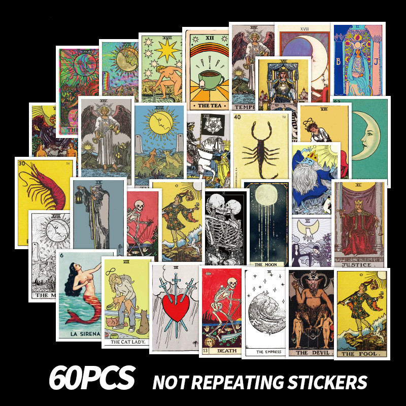

10/60Pcs/Pack Tarot Card Graffiti Stickers Divination Stickers For Luggage Laptop Refrigerator Motorcycle Skateboard Pegatinas