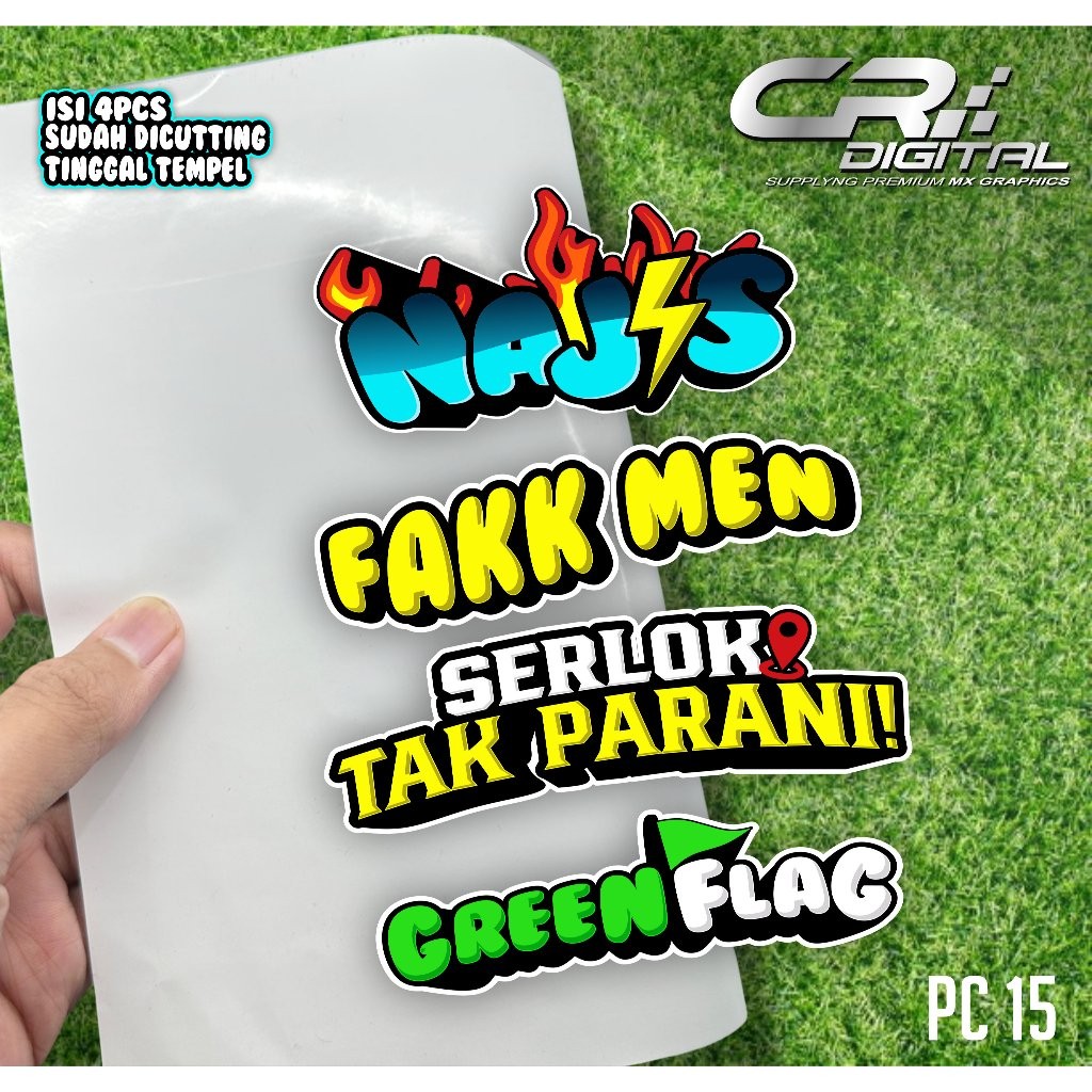 

Sticker Pack isi 3pcs Sticker Udah Di potong Sticker NAJIS , FAKK MEN, SERLOKK, TAK PARANI VIRAL TERBARU PC15