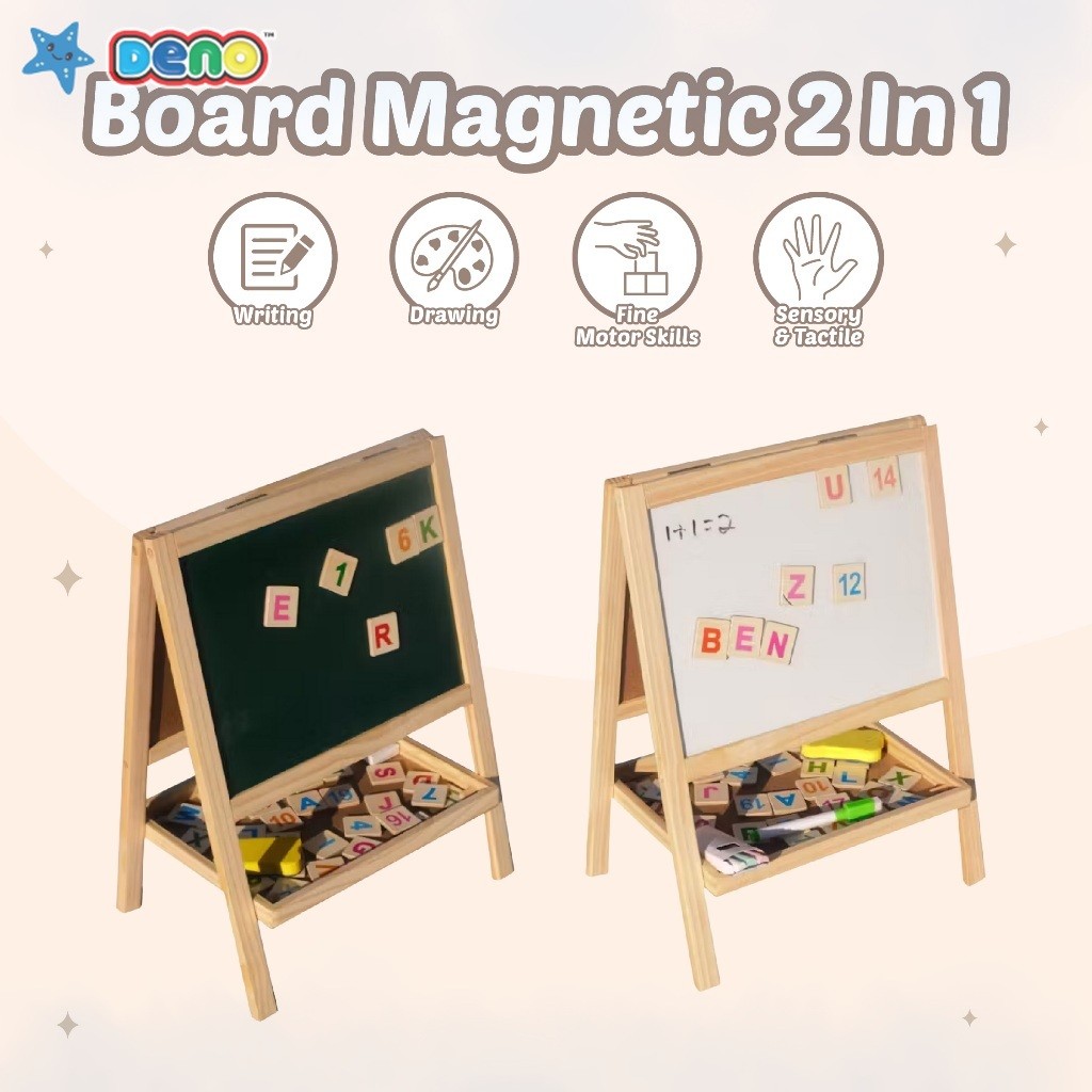 

DENO Papan Tulis Belajar Anak Board Magnetic 2 In 1 Double Sided Sketchboard