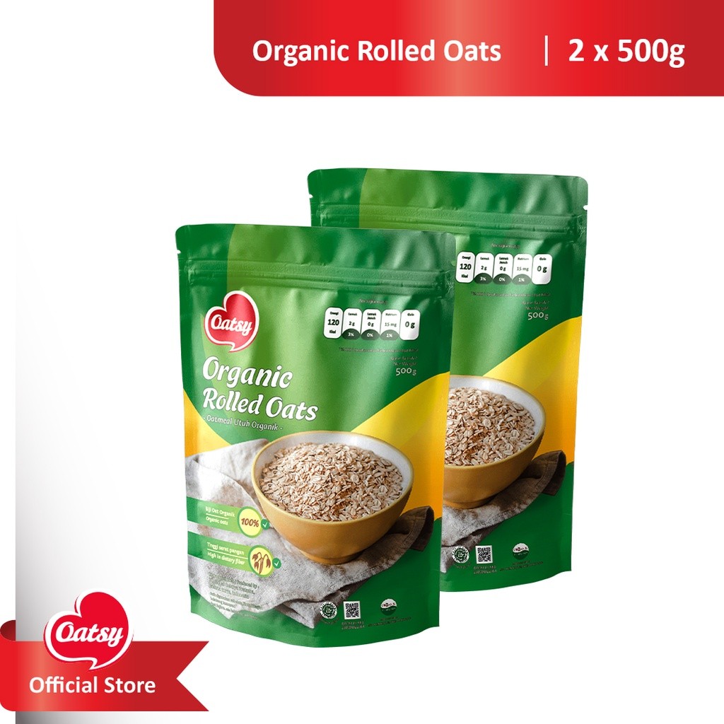 

OATSY Organic Rolled Oats 500gr (Double Pack)