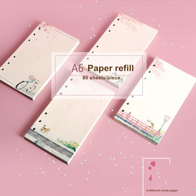 

Sharkbang New 80 Sheets Kawaii Sakura And Cat A6 Loose Leaf Notebook Refill Spiral Binder Inner Pages Line Grid Blank Agenda