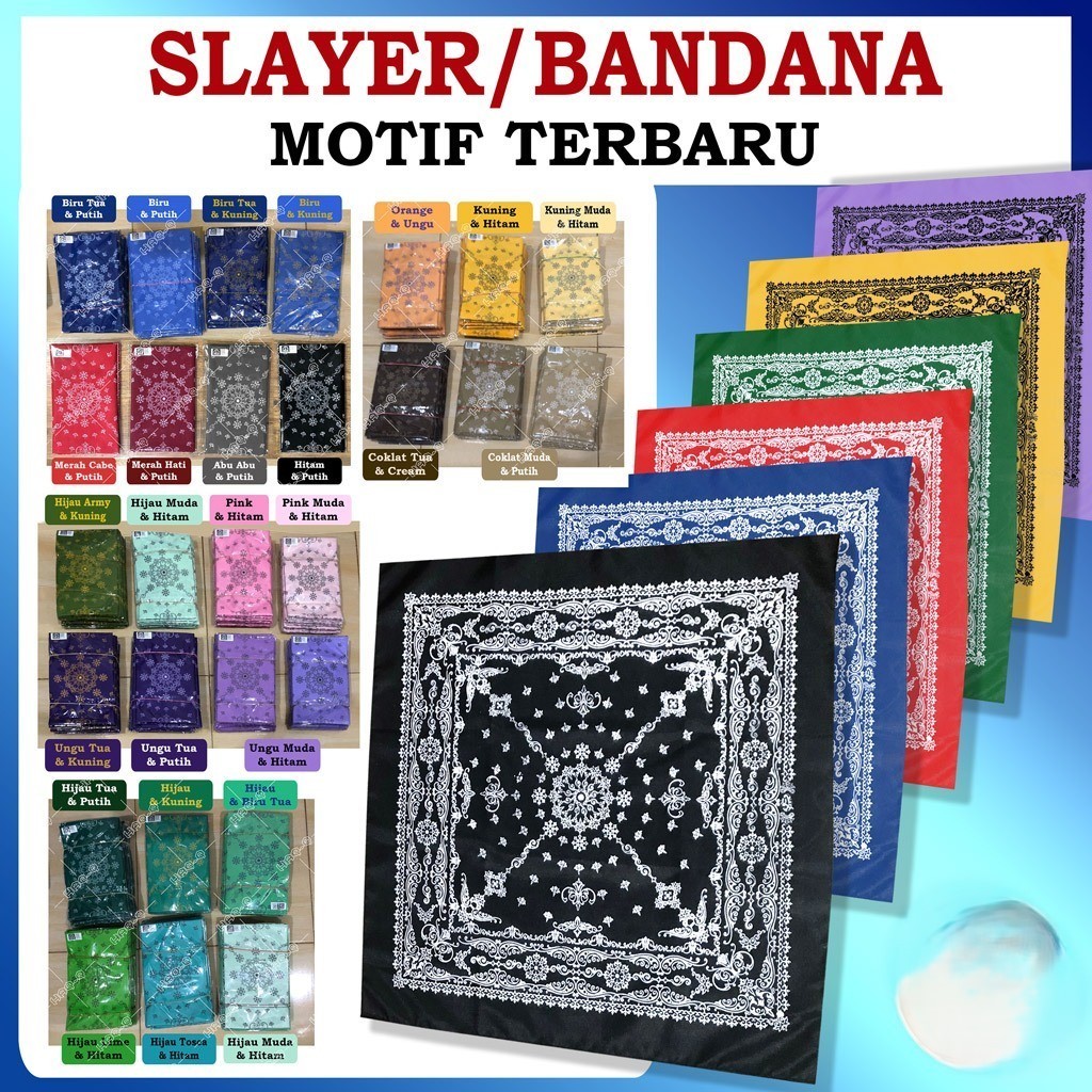 (GAT)  SLAYER KAIN BATIK / BANDANA SLAYER PUTIH PREMIUM / Slayer batik multifungsi / masker batik sy