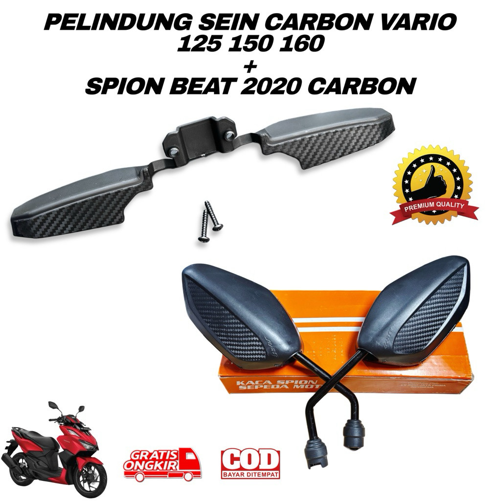 PROMO Cover Pelindung Sein Sen Vario 125 150 160 + Spion Sepion Beat 2020 Carbon Univer opet variasi