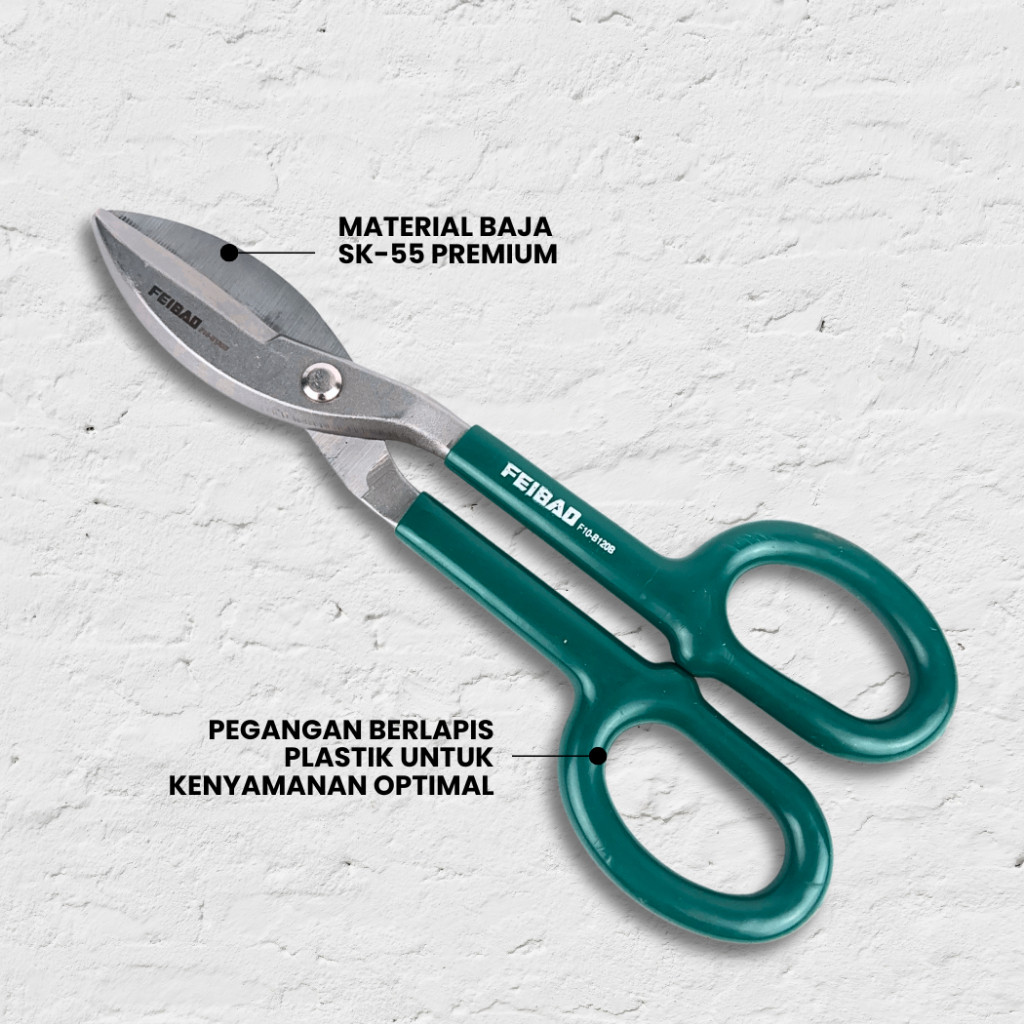 

FEIBAO Gunting Plat Besi 10 & 12 Inch - Potong Seng, Baja Tahan Karat, Kuat dan Tajam Presisi