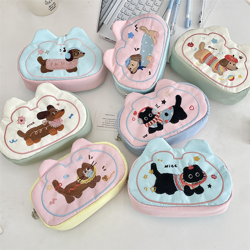 

Cute puppy pen bag Large capacity student pencil case Coin wallet stationery storage bag