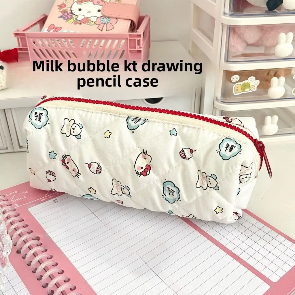 

Sanrio's new cute girl heart KT cat milk bubble printed pencil case ins high aesthetic value large capacity student stationery