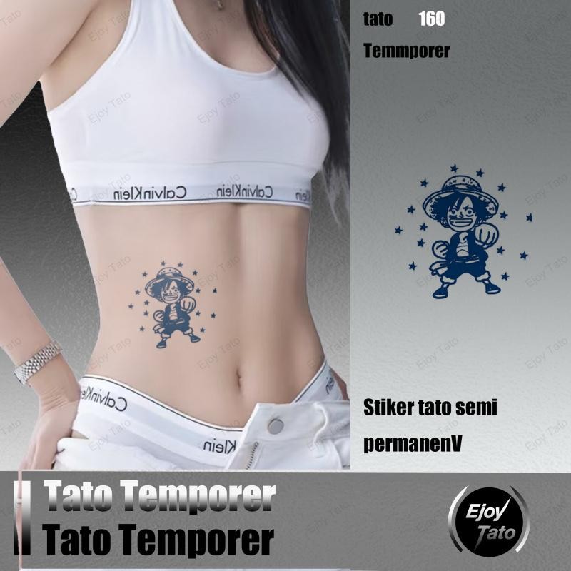 EjoyTato Temporary Tattoo One Piece Luffy,Tato Anak Anak Lucu,Anti Air,Non-Toksik,Hypoallergenic,Unt