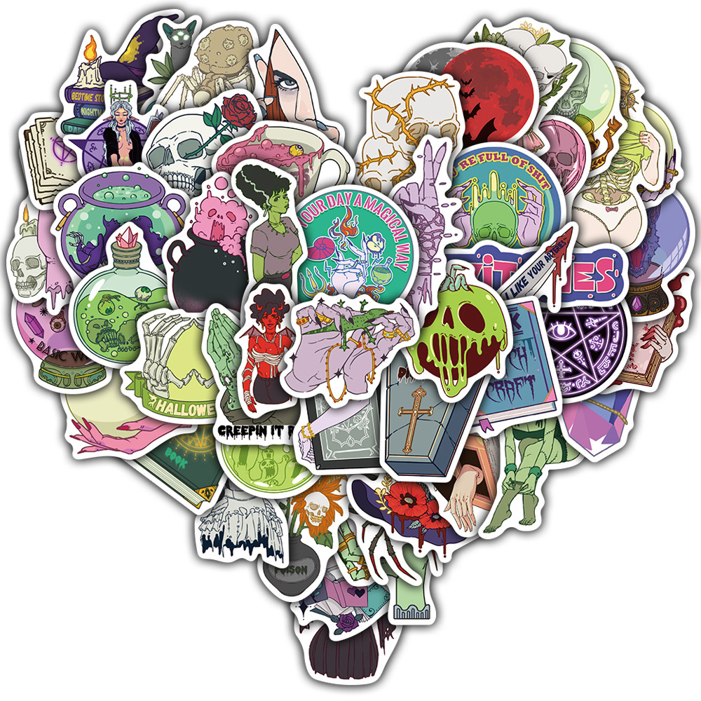 

50/100PCS Witch Sticker Cute Laptop Aesthetic Skateboard Notebook Luggage Scrapbooking Graffiti Notebook Waterproof Stickers