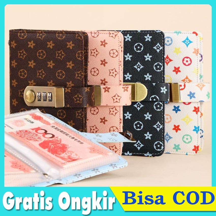 

Buku Tabungan Uang Tunai dengan Kunci Password - Dompet Koin PU Leather dengan Resleting, Organizer Keuangan Keluarga & Tabungan Harian