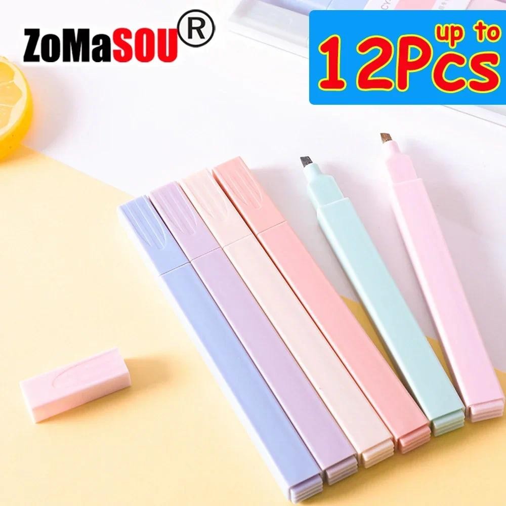 

1-12Pcs Kawaii Pastel Color Highlighter Pen Fluorescent Marker Pens Assorted Colors Pen No Bleed Stationery School Office Supply