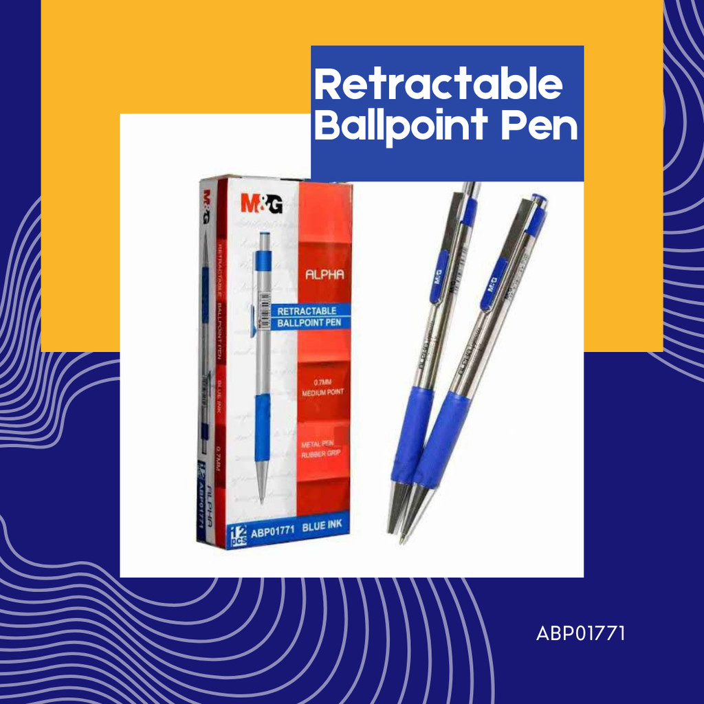 

M&G METAL RETRACTABLE BALLPOINT PEN BLUE INK ABP01771