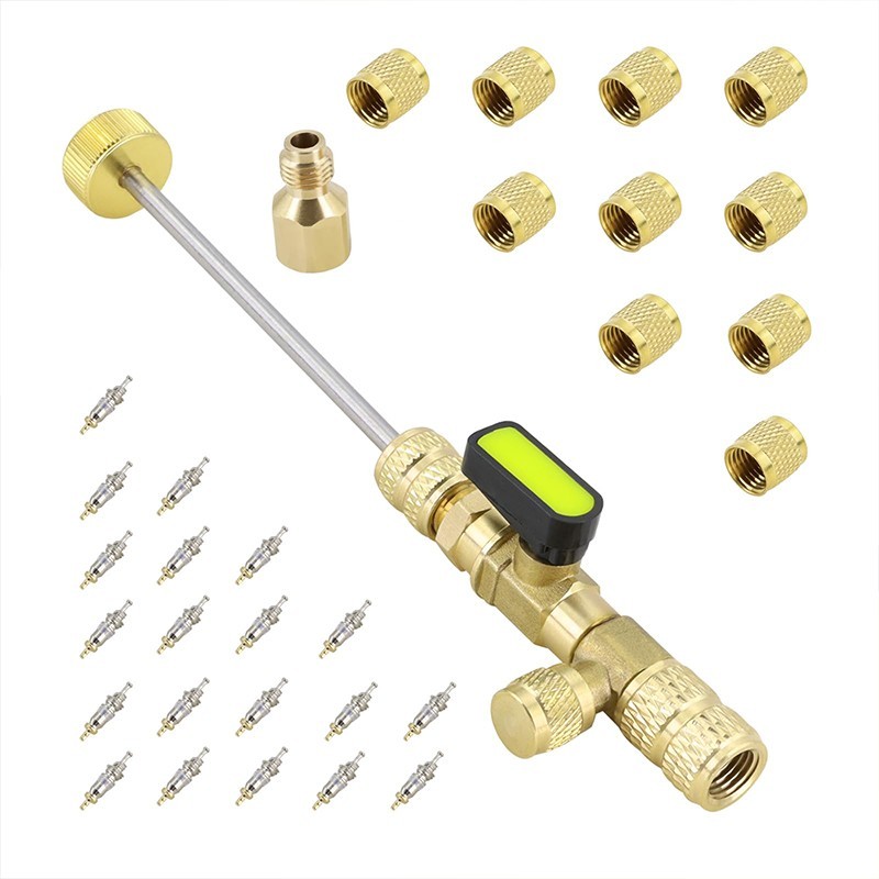 32Pcs Set Valve Core Remover Installer Air Conditioning Line Repair Tools Freon Valve Core Remover