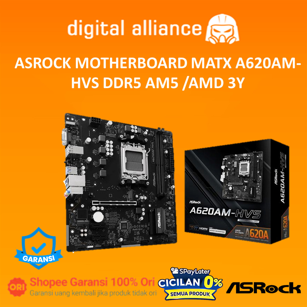 ASROCK MOTHERBOARD MATX A620AM-HVS DDR5 AM5 /AMD 3Y