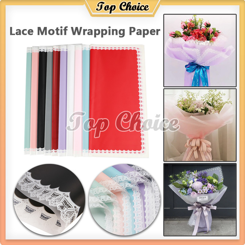 

20 Lembar Kertas Buket Bunga Motif Renda Lace Border Cellophane Flower