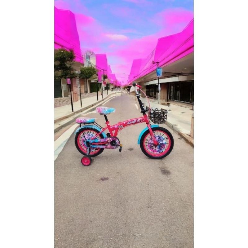 Sepeda anak Lipat 16"  5 SD 8 tahun keranjang dan roda bantu