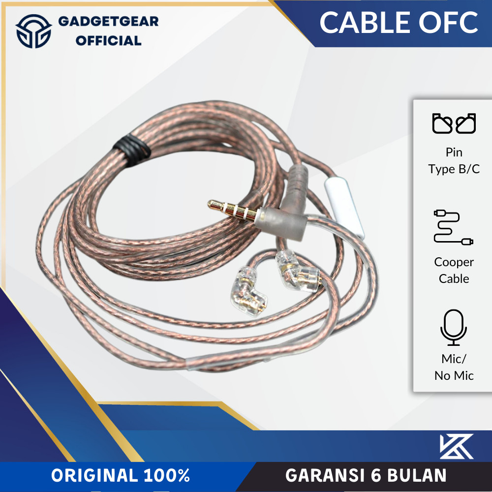 KZ Kabel OFC Flat Brown Mic Upgrade Cable KZ Pin Type C ZEX ESX ZS10 ZSN PRO X DQ6 DQ6S