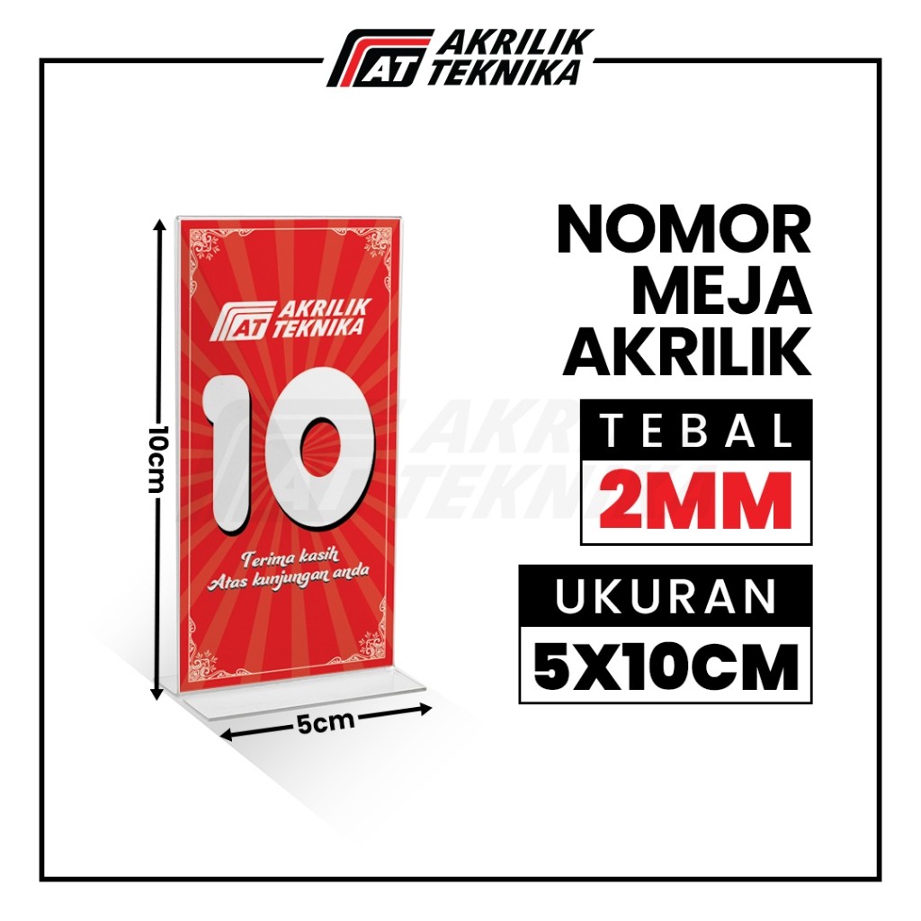 

Nomor Meja 5x10cm / Tent Card Acrylic / Tent Holder Akrilik