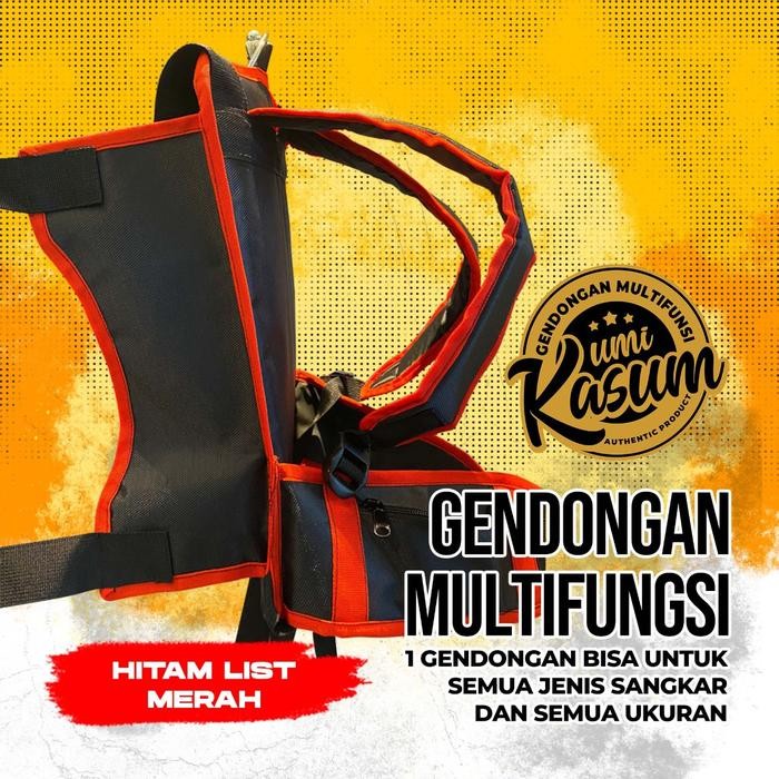 Tas Gendong Sangkar Burung Murai Lovebird Kotak Multifungsi Umi Kasum - Hitam List Mera