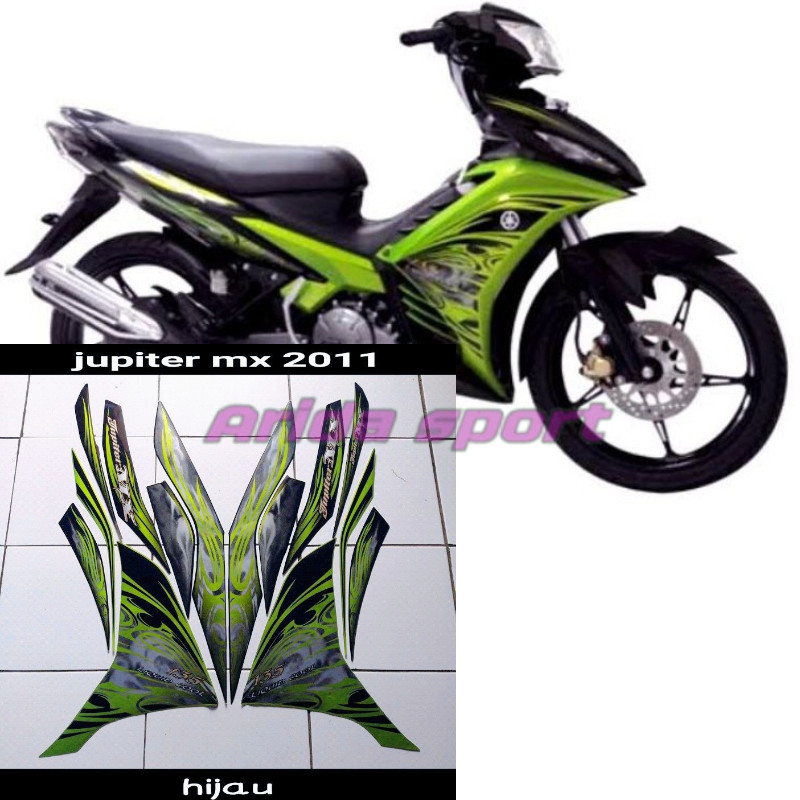 Striping sticker lis body yamaha jupiter mx new 135 2011 hitam hijau