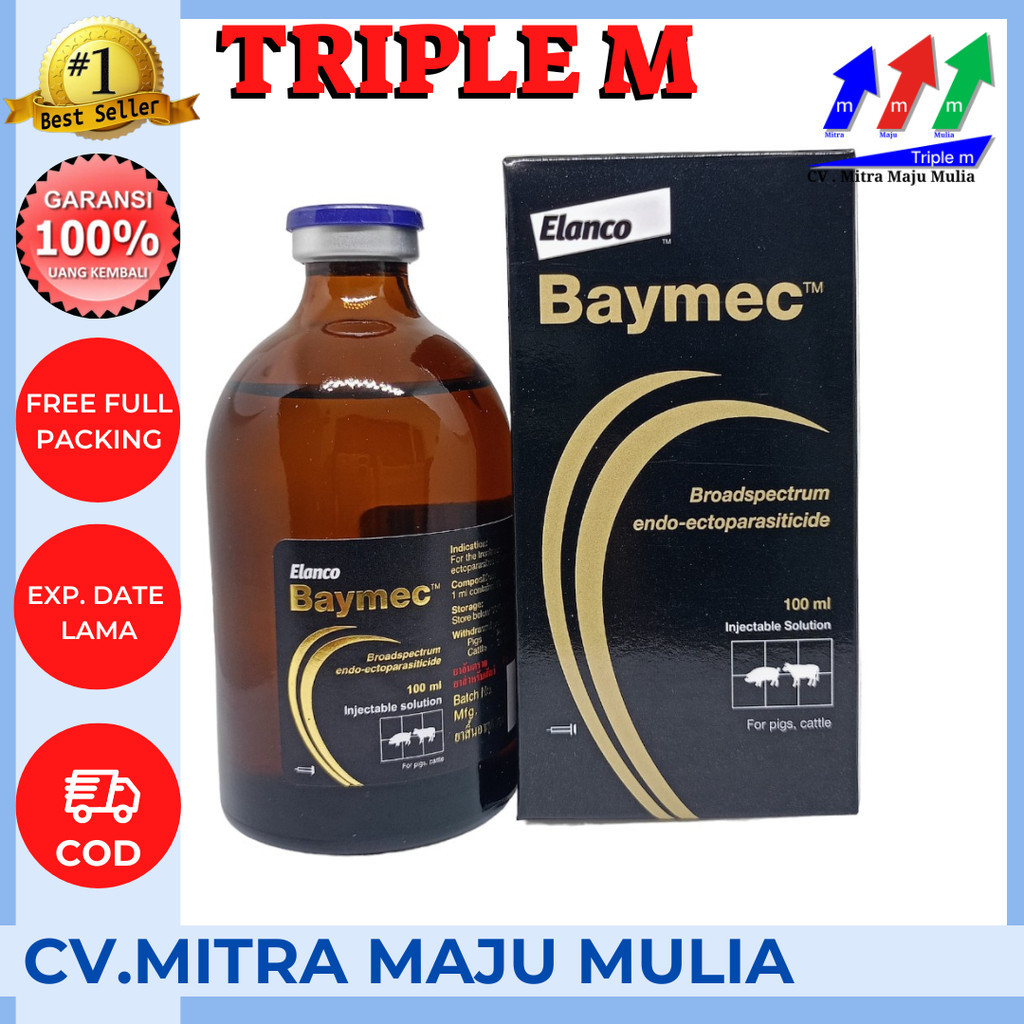 Baymec Ivermectin 100ml Obat Jamur Scabies/Demodex/Antiparasit Untuk Hewan TRIPLE M