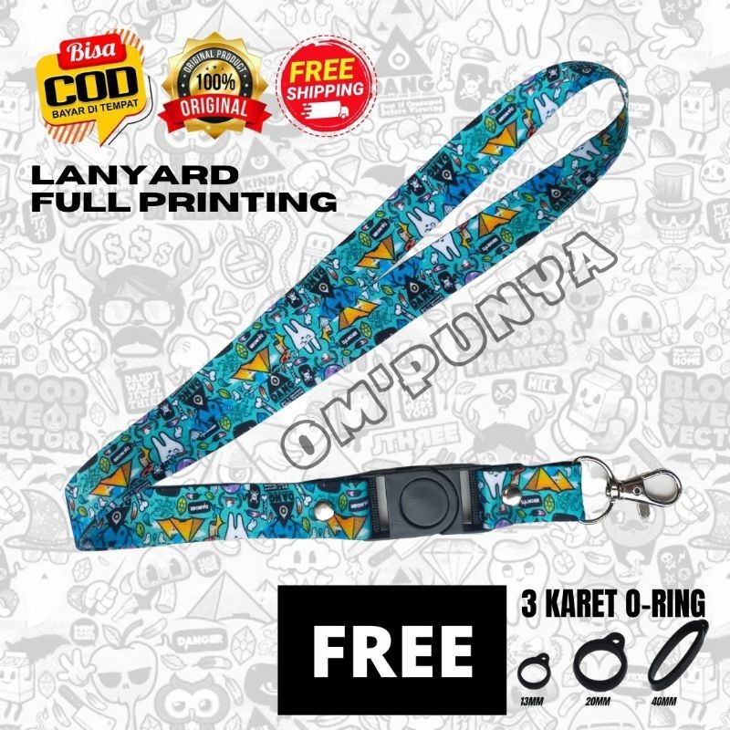 

ID LANYARD GANTUNGAN BONUS 3 KARET MOTIF KUDA PONI FULL PRINT BOLAK BALIK