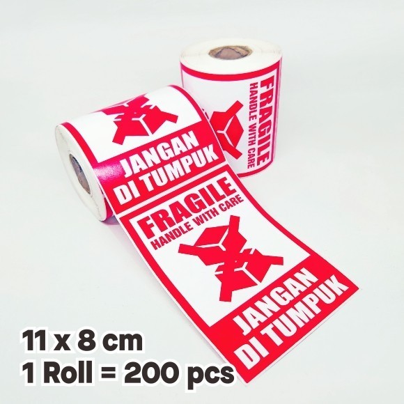 

Stiker Jangan Ditumpuk Sticker Label Pengiriman Fragile Handle with Care 11 x 8 cm (1 roll/ 200 pcs)