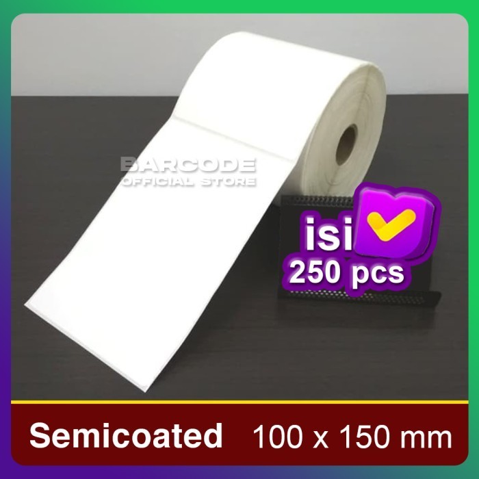 

LABEL BARCODE 100 X 150 KERTAS STICKER SEMICOATED 100x150 mm (250pcs) -TMA69