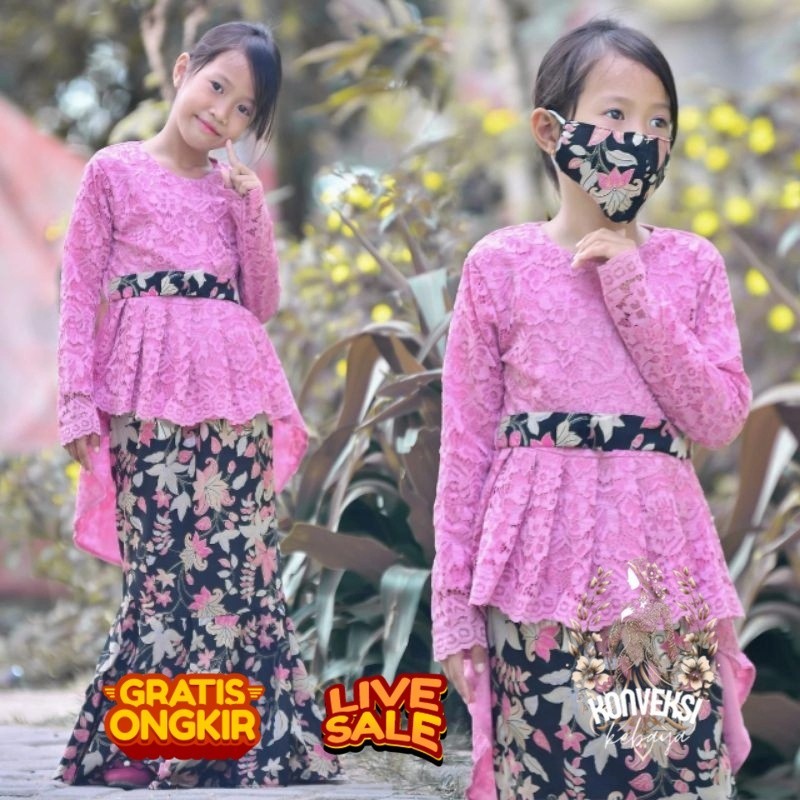 Kebaya Anak Perempuan - Baju kebaya Anak Perempuan - kebaya anak umur 12 tahun - kebaya brukat moder
