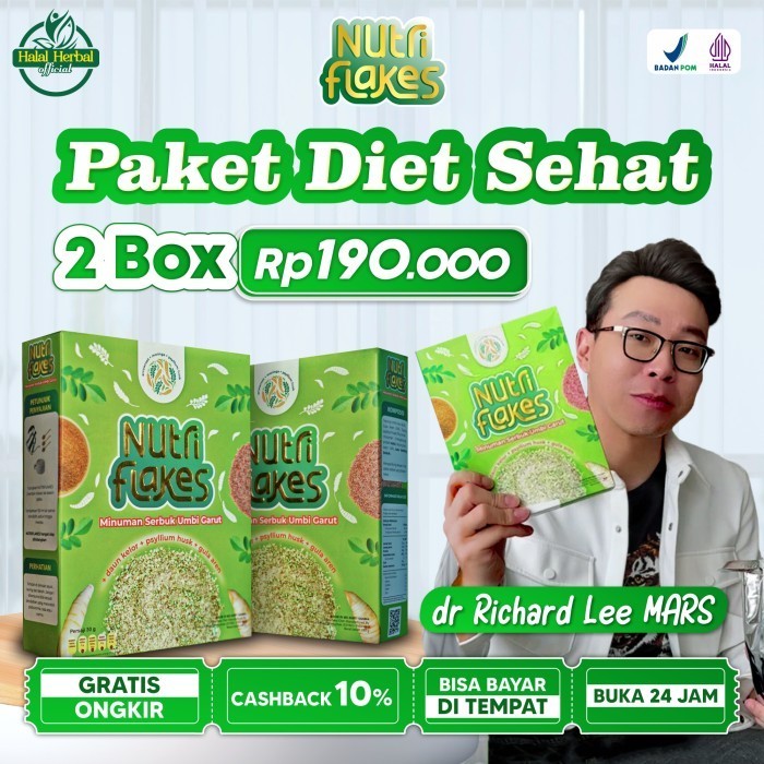 

HEMAT! NUTRIFLAKES Paket 2 Box - Sereal Sehat Umbi Garut Solusi Maag & Gerd